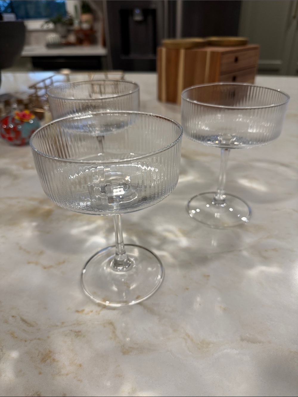 Clear Ribbed Glass Coupe - Elegant Stemware (Set of 6)
